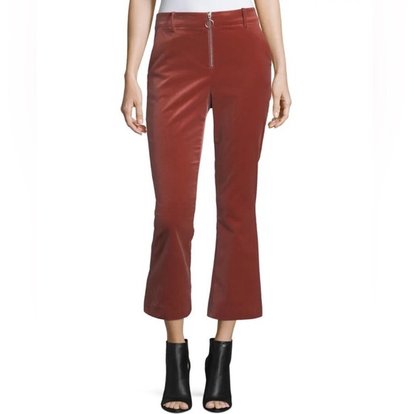 Frame Denim High Waist Velvet O-Ring Zip Flare Pant 0 Spice - Picture 2 of 16